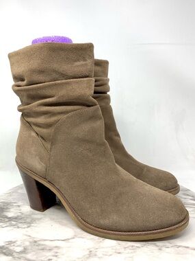 Vince Camuto Parka Taupe Suede Slouch Ankle Boots 10 Classic Neutral Bohemian